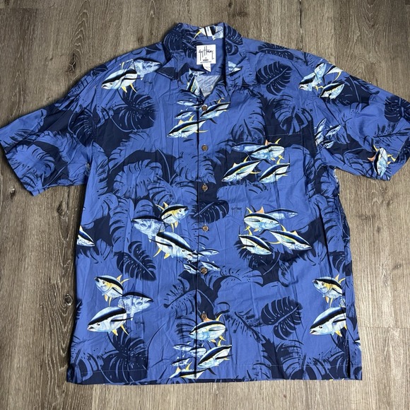Guy Harvey Other - Guy Harvey Shirt Men's XL Blue Fishing Marlin AFTCO Button Cotton Bluewater